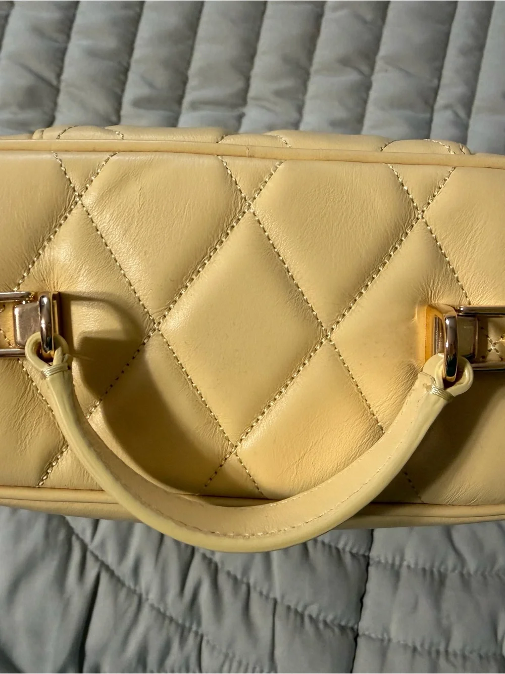 kate spade Quilted Lemon Yellow Top-Handle Cosmetic Case - Picture 7 of 14